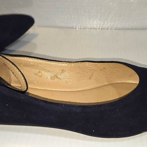 Franco Sarto L-Alex Women's Blue Suede Pointed Toe Ankle Strap Flats Size 6.5M - Picture 3 of 7